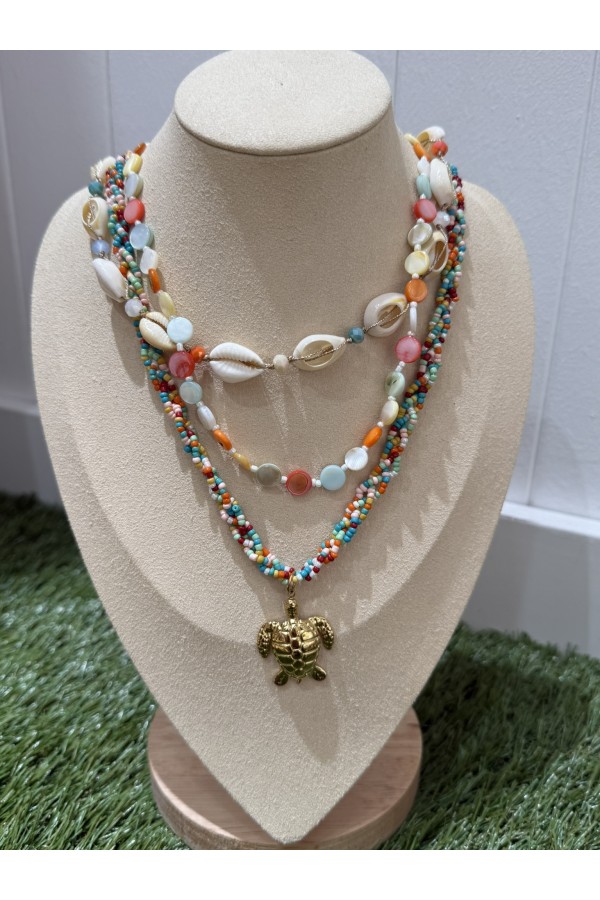 Collar Triple Tortuga. Bisuteria.  | Bambalinas Closet