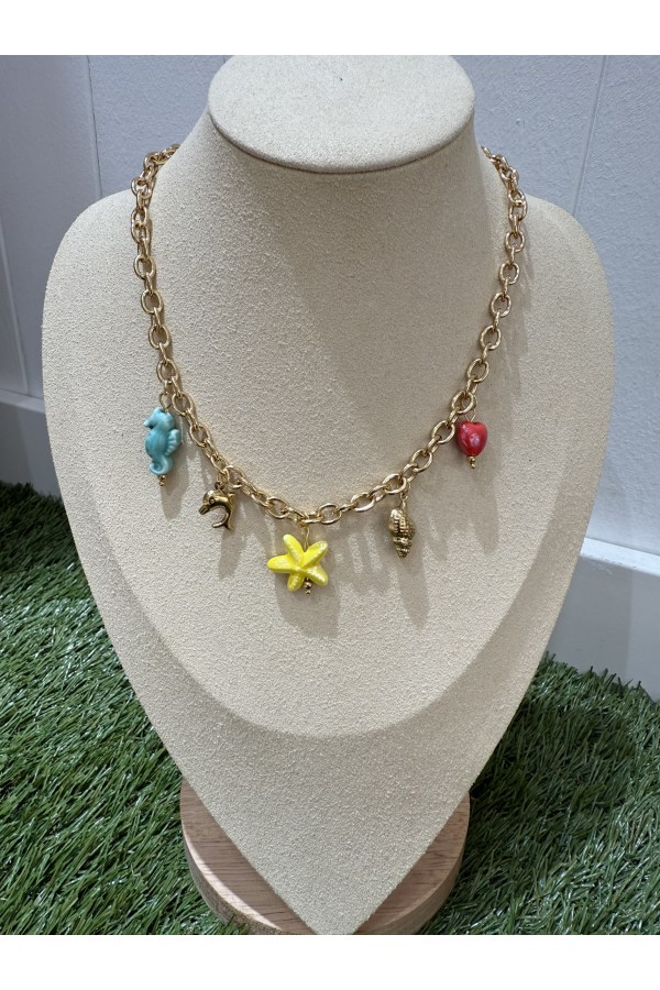 Collar Singular Colores. Bisuteria. Color: azul klein, azul cielo, amarillo