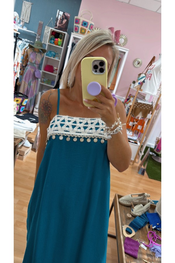 Vestido Macarena. Vestidos. Color: verde kaki, vino, verde oceano, blanco;