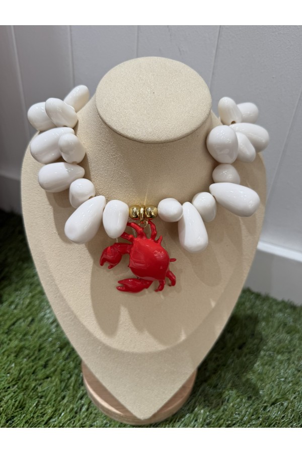 Collar Cangrejo Blanco. Bisuteria.  | Bambalinas Closet