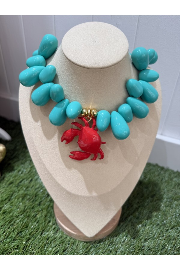 Collar Cangrejo Turquesa. Bisuteria.  | Bambalinas Closet