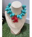 Collar Cangrejo Turquesa. Bisuteria.  | Bambalinas Closet