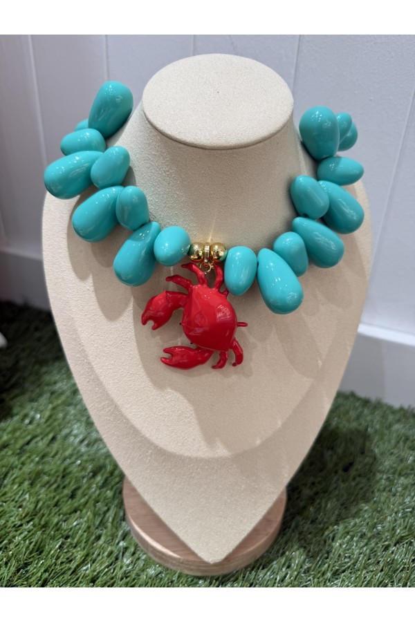 Collar Cangrejo Turquesa. Bisuteria.  | Bambalinas Closet