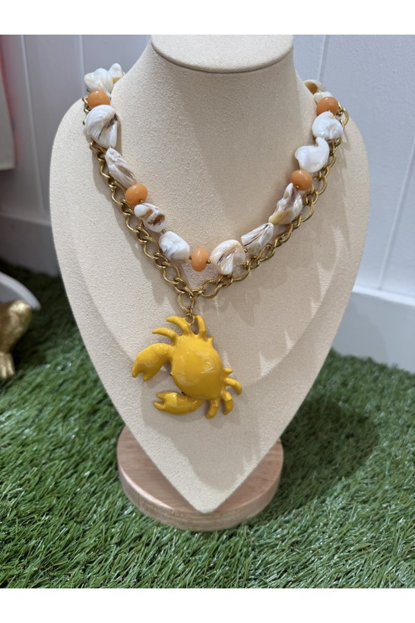 Collar Cangrejo Mostaza. Bisuteria.  | Bambalinas Closet