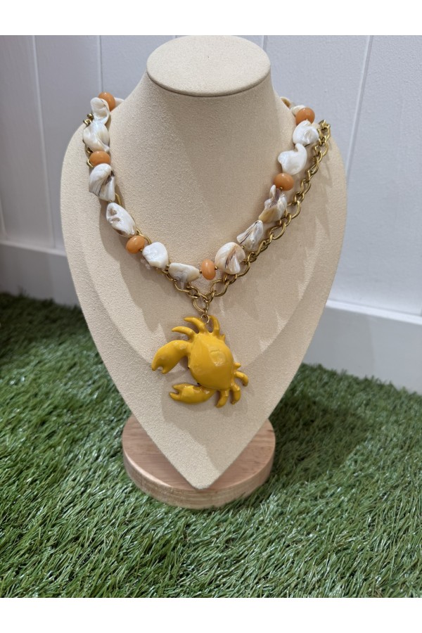 Collar Cangrejo Mostaza. Bisuteria.  | Bambalinas Closet