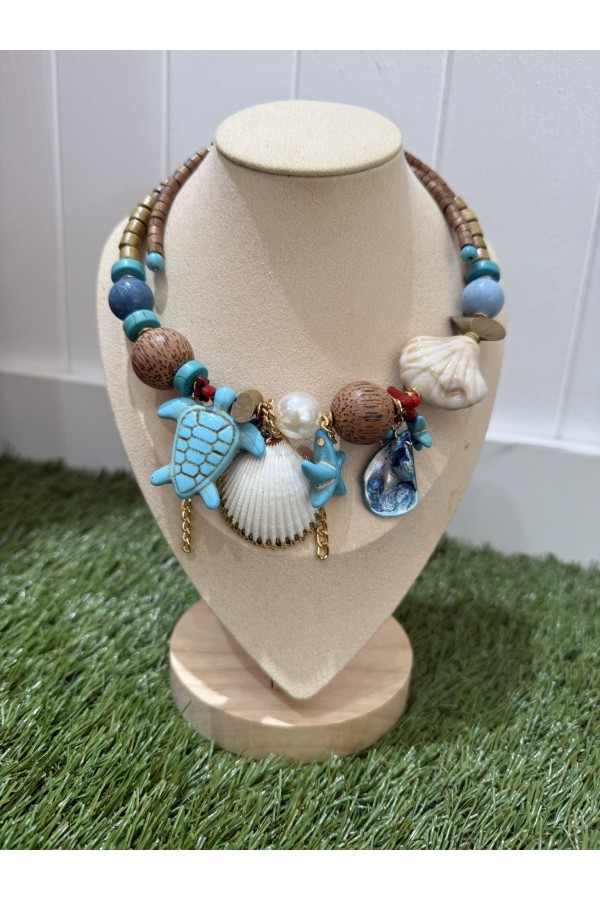 Collar Tortuga Turquesa. Bisuteria.  | Bambalinas Closet