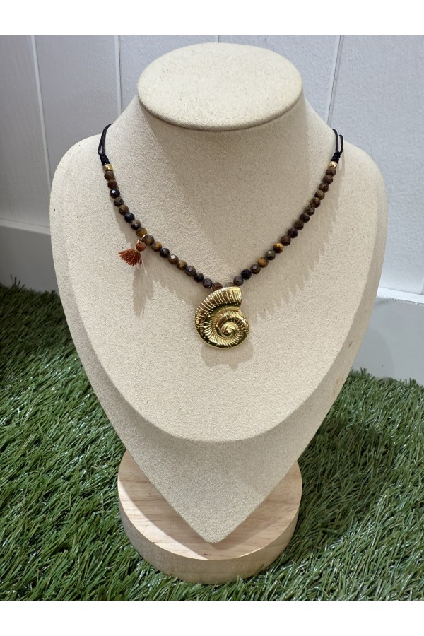 Collar Caracolita Marron. Bisuteria.  | Bambalinas Closet