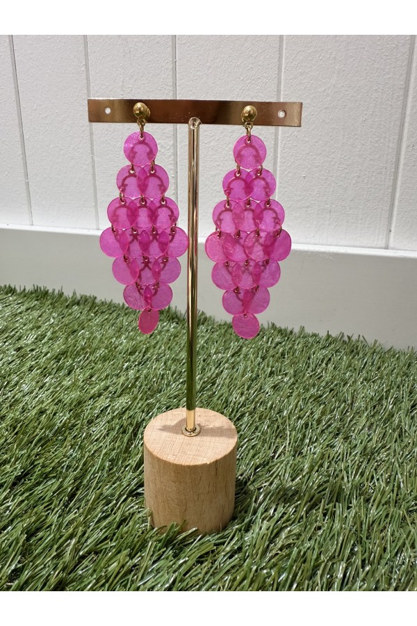 Pendientes Granada Rosa Fluor. Bisuteria.  | Bambalinas Closet