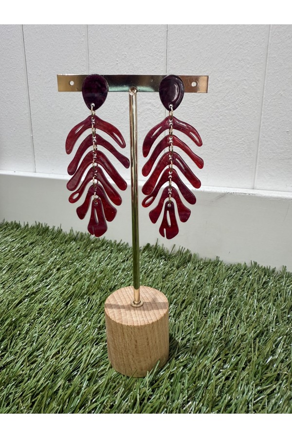 Pendientes Shangai Burdeos. Bisuteria.  | Bambalinas Closet