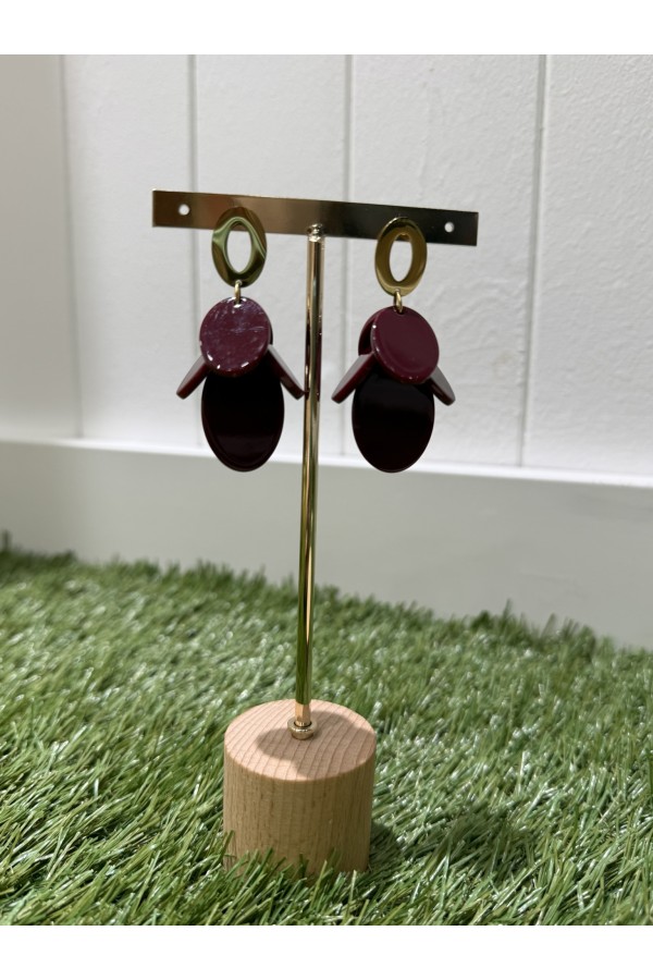 Pendientes Vera Burdeos. Bisuteria.  | Bambalinas Closet