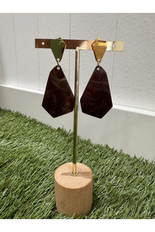 Pendientes Geometricos. Bisuteria. Color: marron chocolate | Bambalinas Closet
