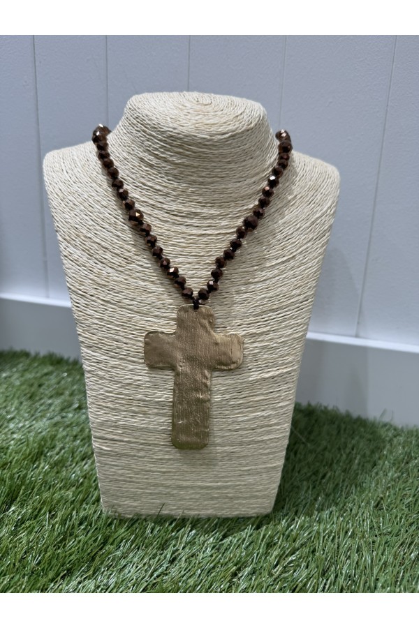 Collar Cruz Marron. Bisuteria.  | Bambalinas Closet