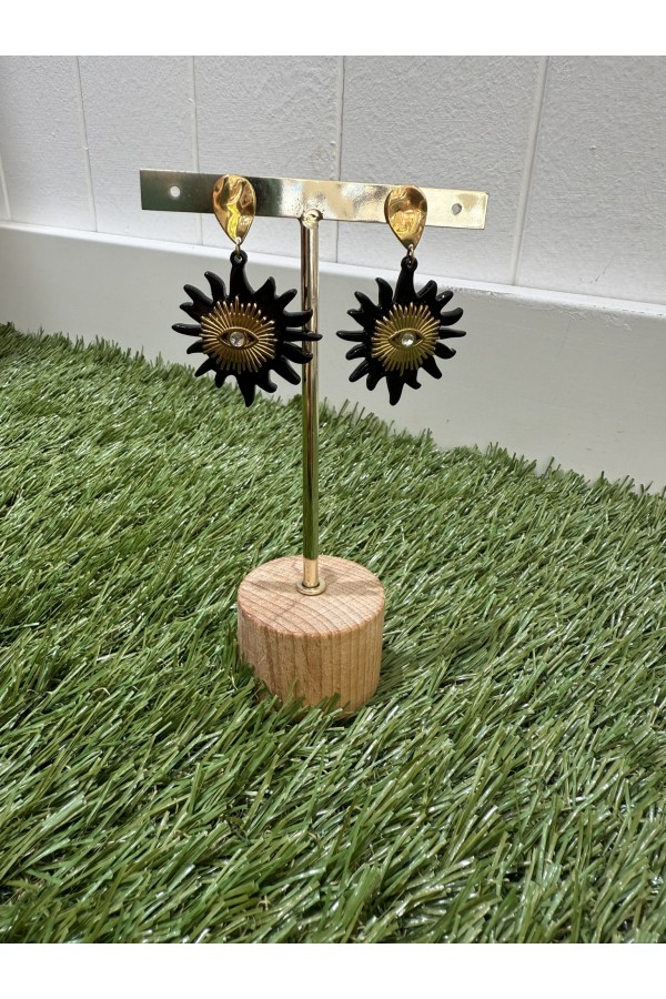 Pendientes Sol. Bisuteria. Color: marron chocolate, negro | Bambalinas Closet