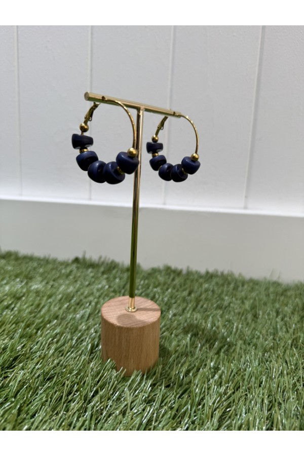 Pendientes Aro Dado. Bisuteria. Color: azul marino, marron chocolate, burdeos