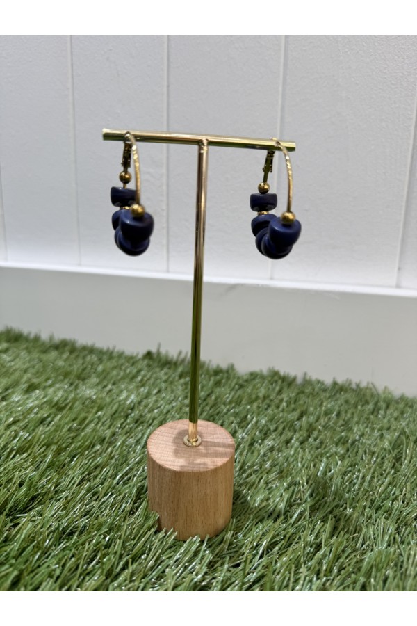 Pendientes Aro Dado. Bisuteria. Color: azul marino, marron chocolate, burdeos