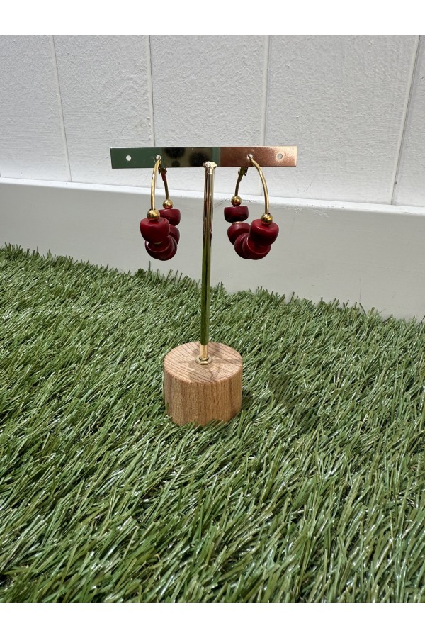 Pendientes Aro Dado. Bisuteria. Color: azul marino, marron chocolate, burdeos