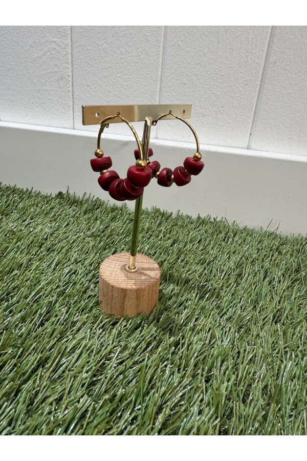 Pendientes Aro Dado. Bisuteria. Color: azul marino, marron chocolate, burdeos