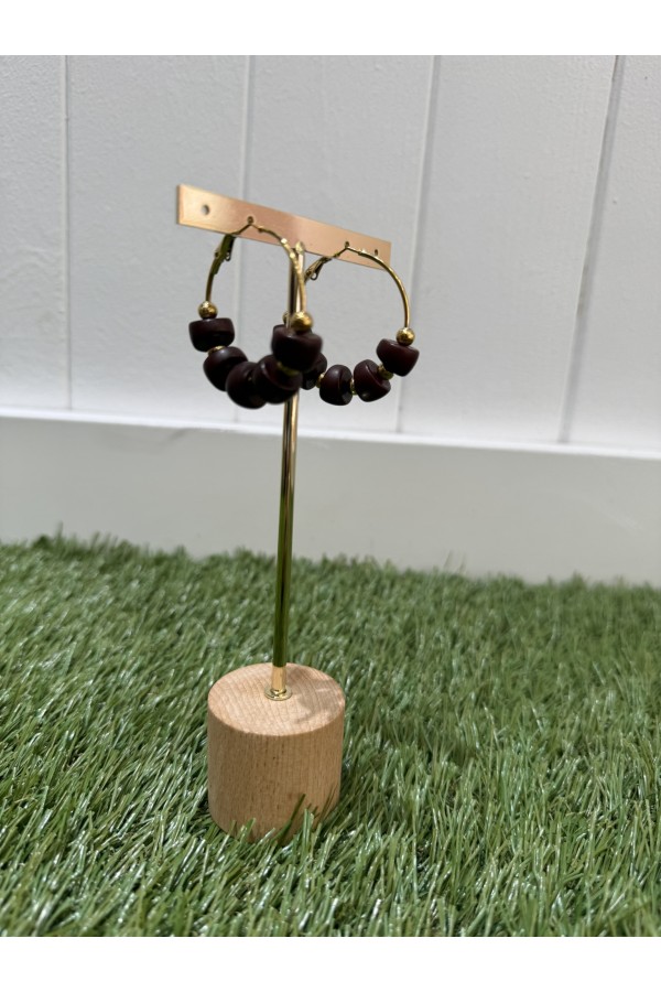 Pendientes Aro Dado. Bisuteria. Color: azul marino, marron chocolate, burdeos