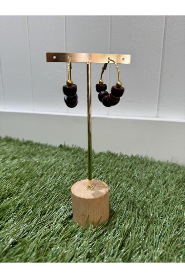 Pendientes Aro Dado. Bisuteria. Color: azul marino, marron chocolate, burdeos