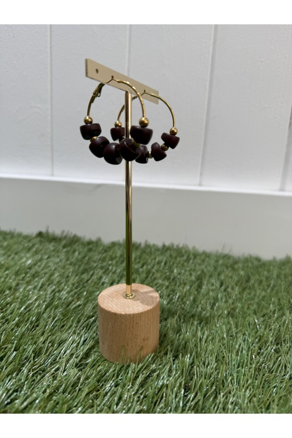 Pendientes Aro Dado. Bisuteria. Color: azul marino, marron chocolate, burdeos