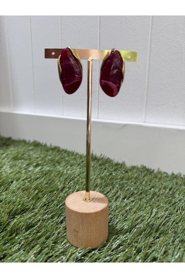 Pendiente Piedra. Bisuteria. Color: verde kaki, crudo, burdeos, marron |