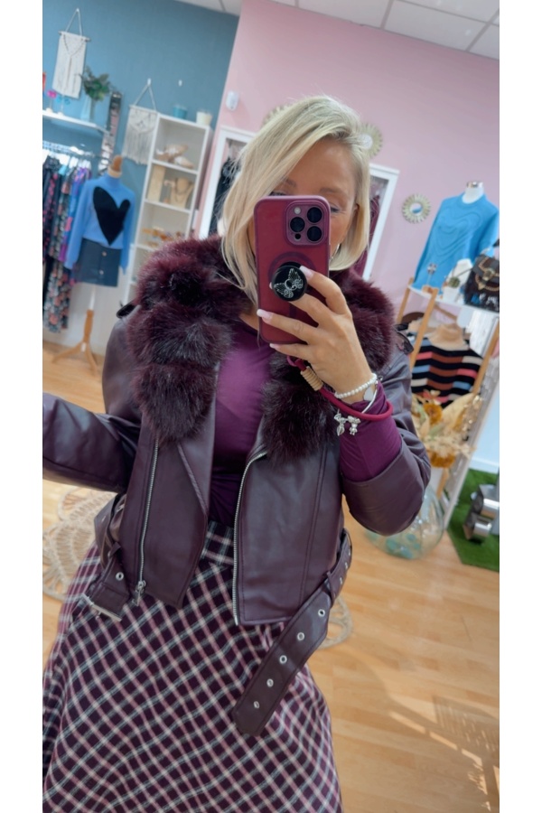 Bomber Ecopiel. Inicio. Color: beige, granate; Tallas: s, m, l, xl | Bambalinas