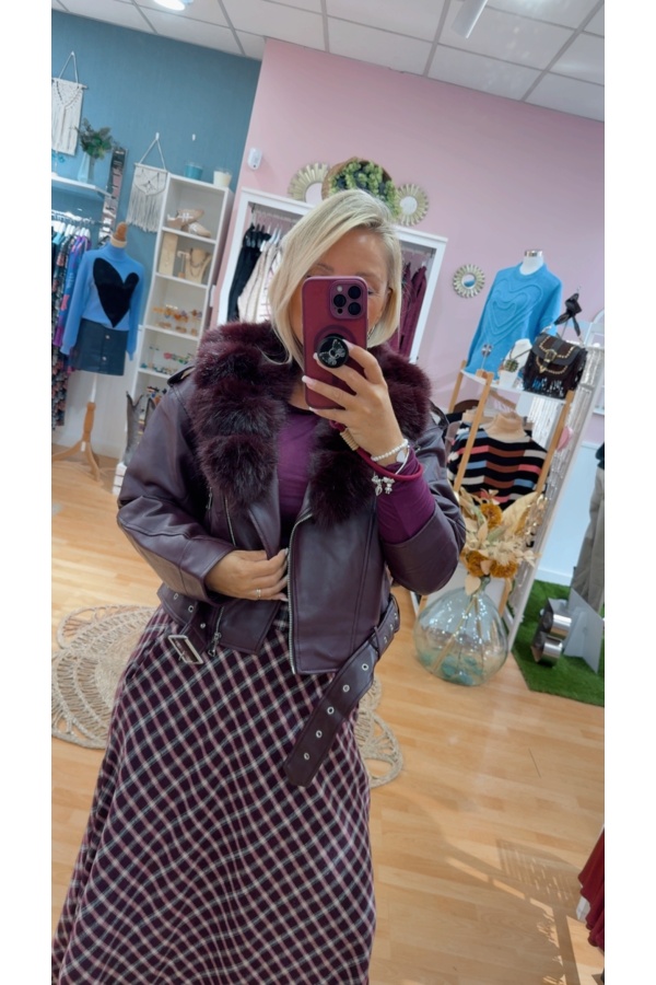 Bomber Ecopiel. Inicio. Color: beige, granate; Tallas: s, m, l, xl | Bambalinas