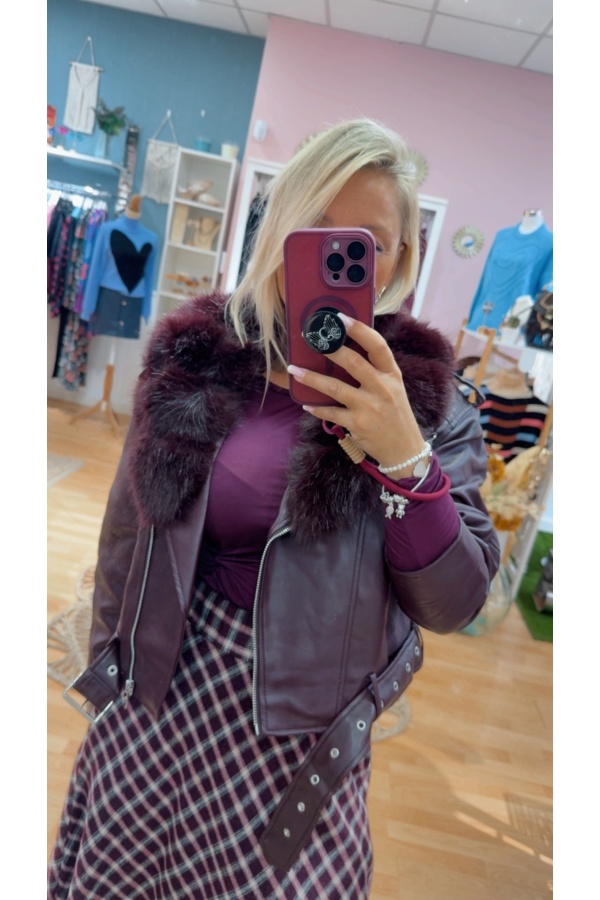 Bomber Ecopiel. Inicio. Color: beige, granate; Tallas: s, m, l, xl | Bambalinas