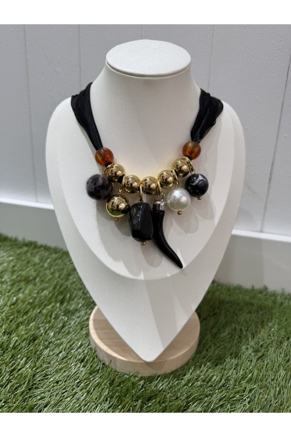 Collar Gasa. Bisuteria. Color: marron chocolate, negro | Bambalinas Closet