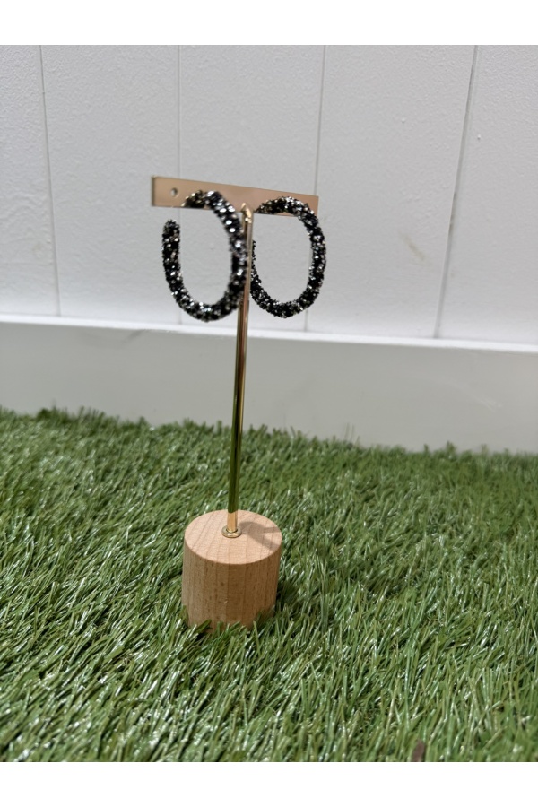 Pendientes Aro Noche. Bisuteria. Color: plateado, negro | Bambalinas Closet