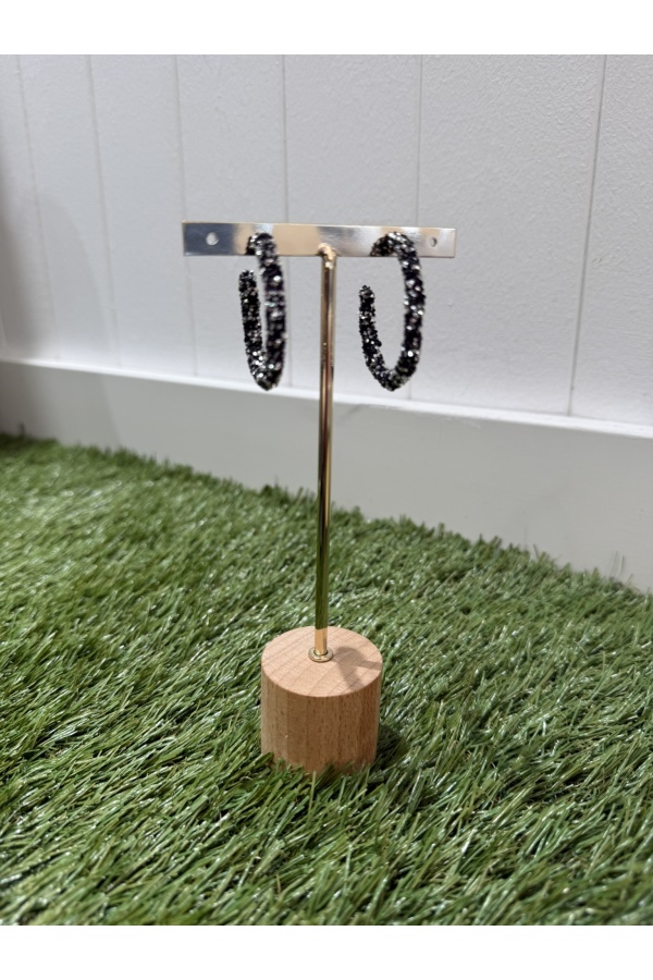 Pendientes Aro Noche. Bisuteria. Color: plateado, negro | Bambalinas Closet