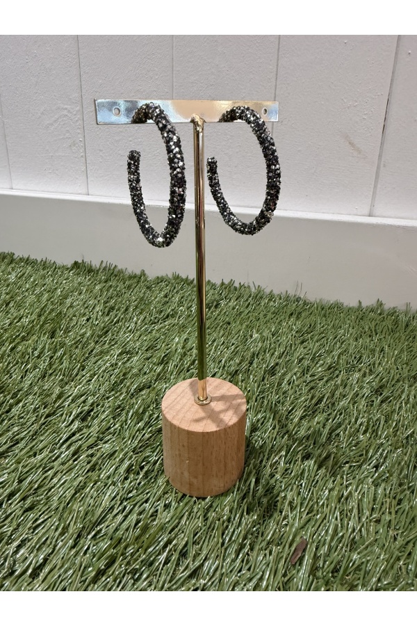 Pendientes Aro Noche. Bisuteria. Color: plateado, negro | Bambalinas Closet