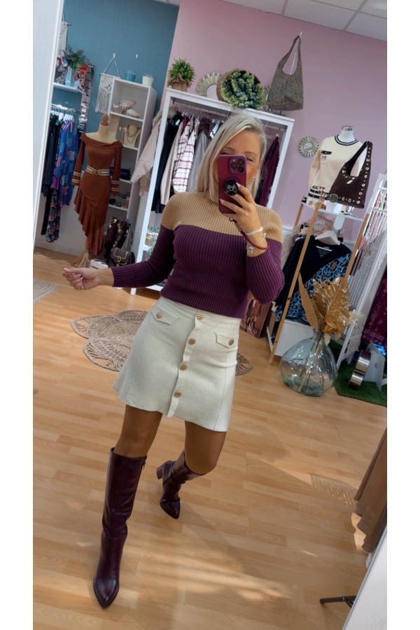 Falda Escocia. Faldas Basic. Color: gris claro, verde kaki, negro, visón, crudo;