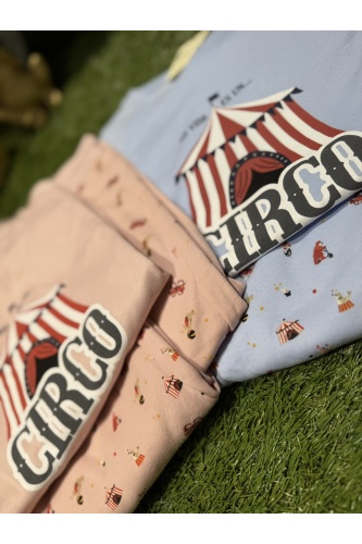 Pijama Circo Navidad. Monos / Conjuntos. Color: rosa, azul cielo; Tallas: s, m