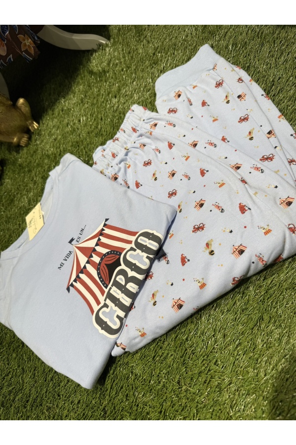 Pijama Circo Navidad. Monos / Conjuntos. Color: rosa, azul cielo; Tallas: s, m