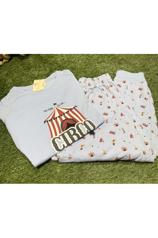 Pijama Circo Navidad. Monos / Conjuntos. Color: rosa, azul cielo; Tallas: s, m
