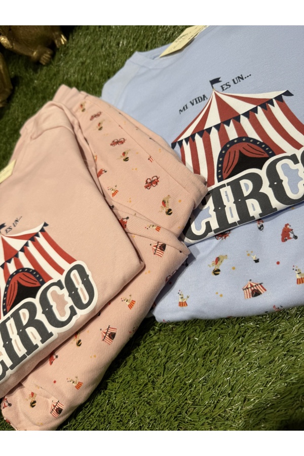 Pijama Circo Navidad. Monos / Conjuntos. Color: rosa, azul cielo; Tallas: s, m