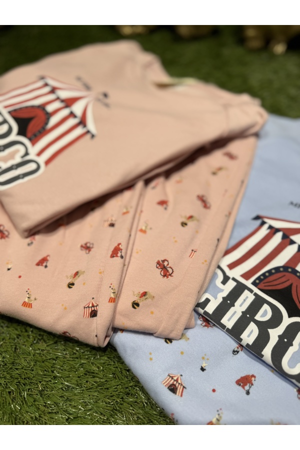 Pijama Circo Navidad. Monos / Conjuntos. Color: rosa, azul cielo; Tallas: s, m