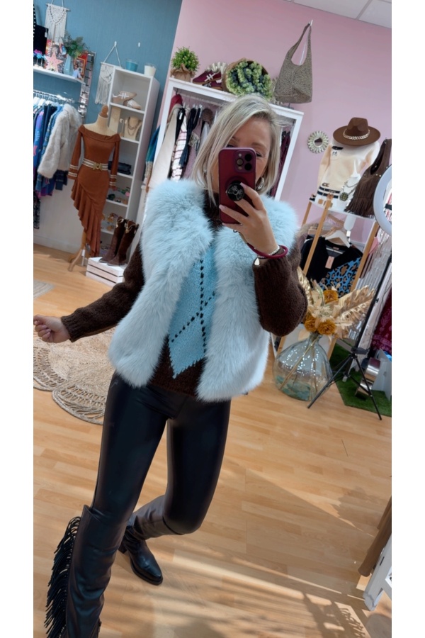 Chaleco Berlin. Camisas / Tops/Chalecos. Color: caldera, marron chocolate, verde