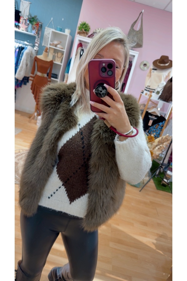 Chaleco Berlin. Camisas / Tops/Chalecos. Color: caldera, marron chocolate, verde