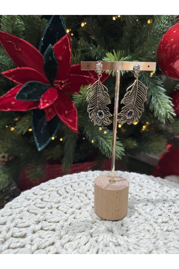 Pendientes Pavo Real Dorado. Bisuteria.  | Bambalinas Closet