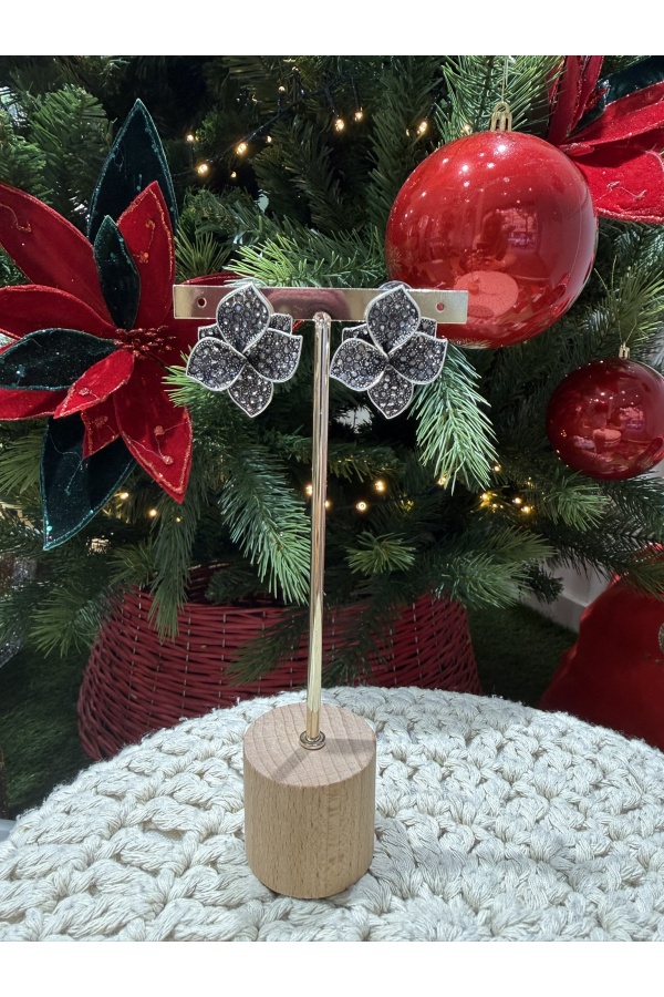 Pendientes Flor Navidad Plateado. Bisuteria.  | Bambalinas Closet