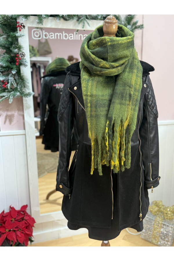 Bufanda Franela Cuadros. Inicio. Color: negro, verde, celeste, beige, naranja