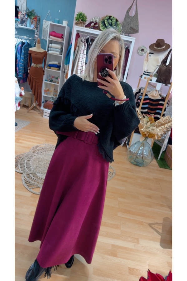 Falda Antelina Colores. Faldas Basic. Color: granate, verde kaki, negro; Tallas: