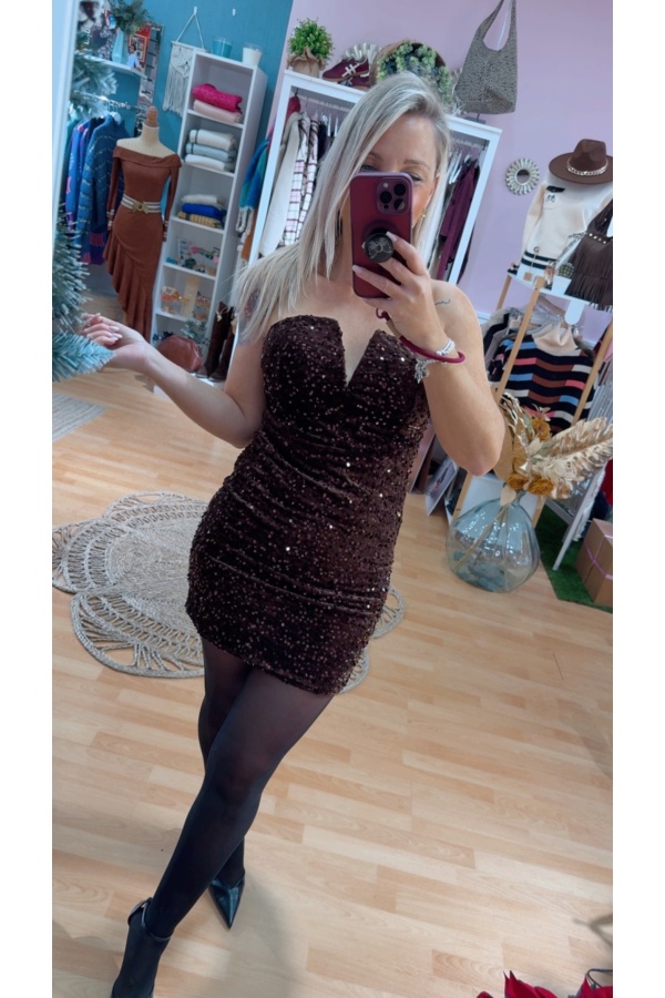 Vestido Lazo. Vestidos. Color: granate, marron chocolate, negro | Bambalinas