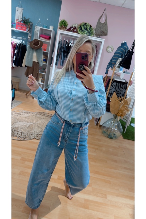 Camisa Vichy Celeste. Camisas / Tops/Chalecos.  | Bambalinas Closet