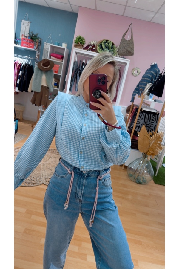 Camisa Vichy Celeste. Camisas / Tops/Chalecos.  | Bambalinas Closet