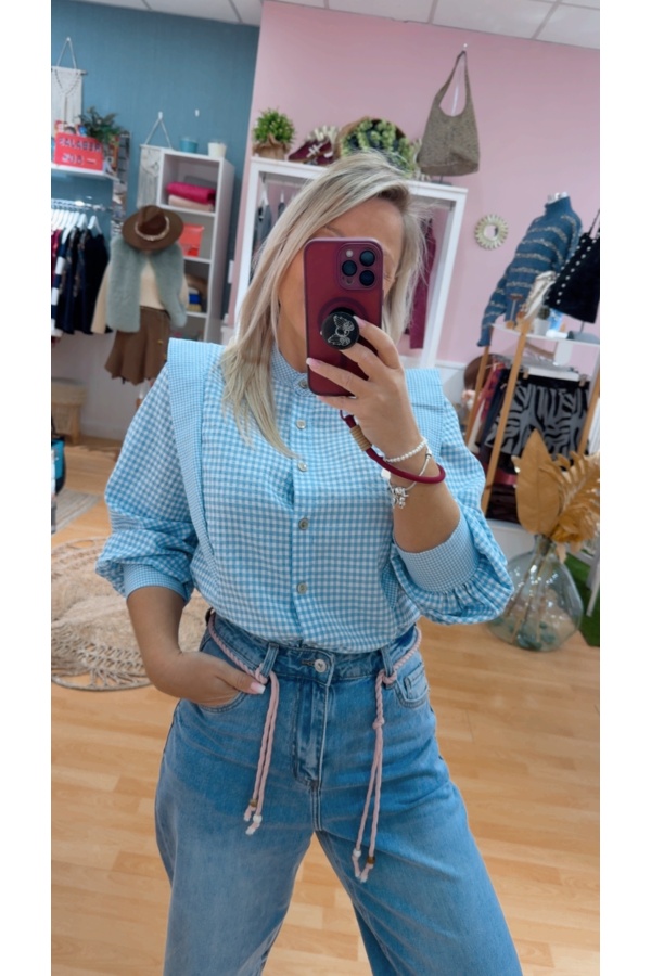 Camisa Vichy Celeste. Camisas / Tops/Chalecos.  | Bambalinas Closet