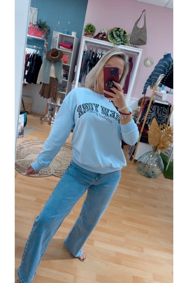 Sudadera New York Celeste. Sueters / Jersey. Tallas: m, l, s | Bambalinas Closet