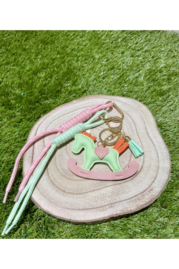 LLavero Caballito Madera. Varios. Color: verde mint, beige, naranja | Bambalinas